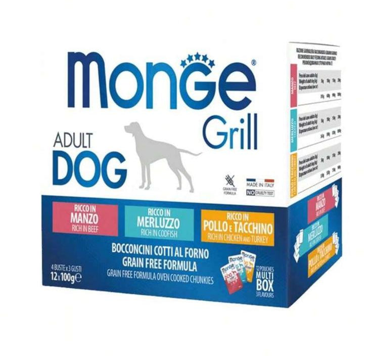 MONGE Grill Dog - Multibox Bocconcini Cotti al Forno 12x100g