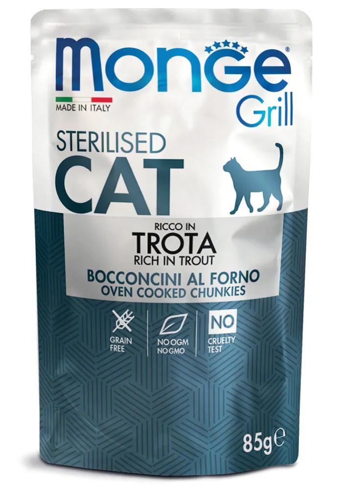 MONGE Grill Cat Sterilised - Multibox Bocconcini al Forno 12x85g