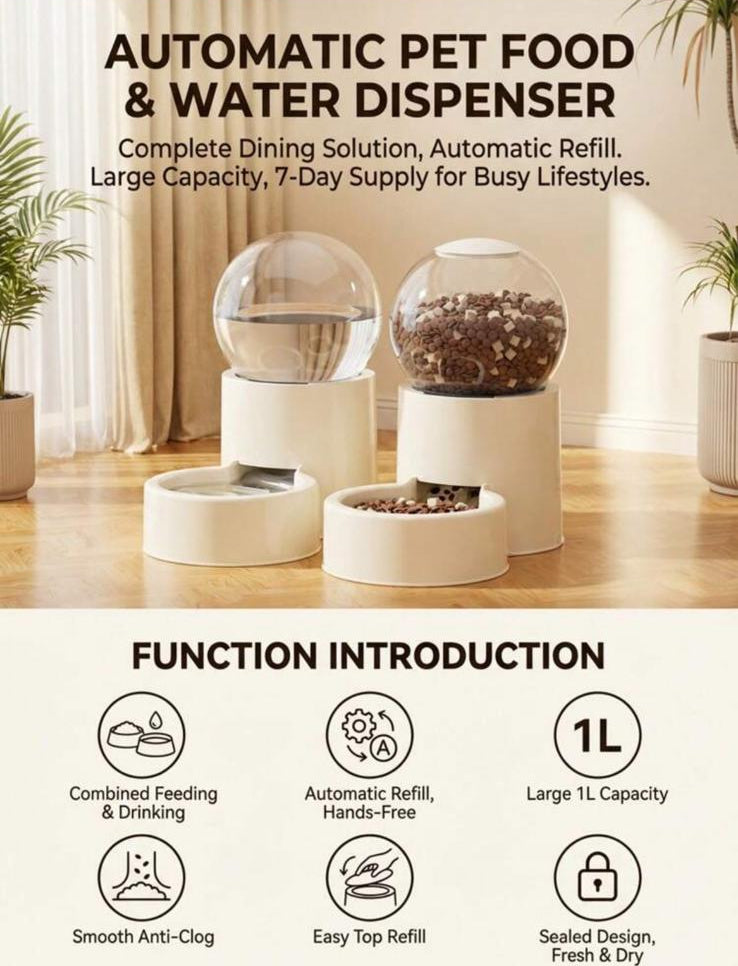 KITTYFLOW - Dispenser Acqua e Cibo per Gatti
